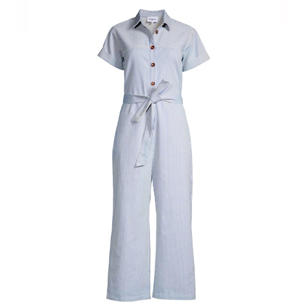 FRNCH - Size XS - Meliza Blue Striped Belted Jumpsuit